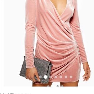 Pink velvet topshop dress